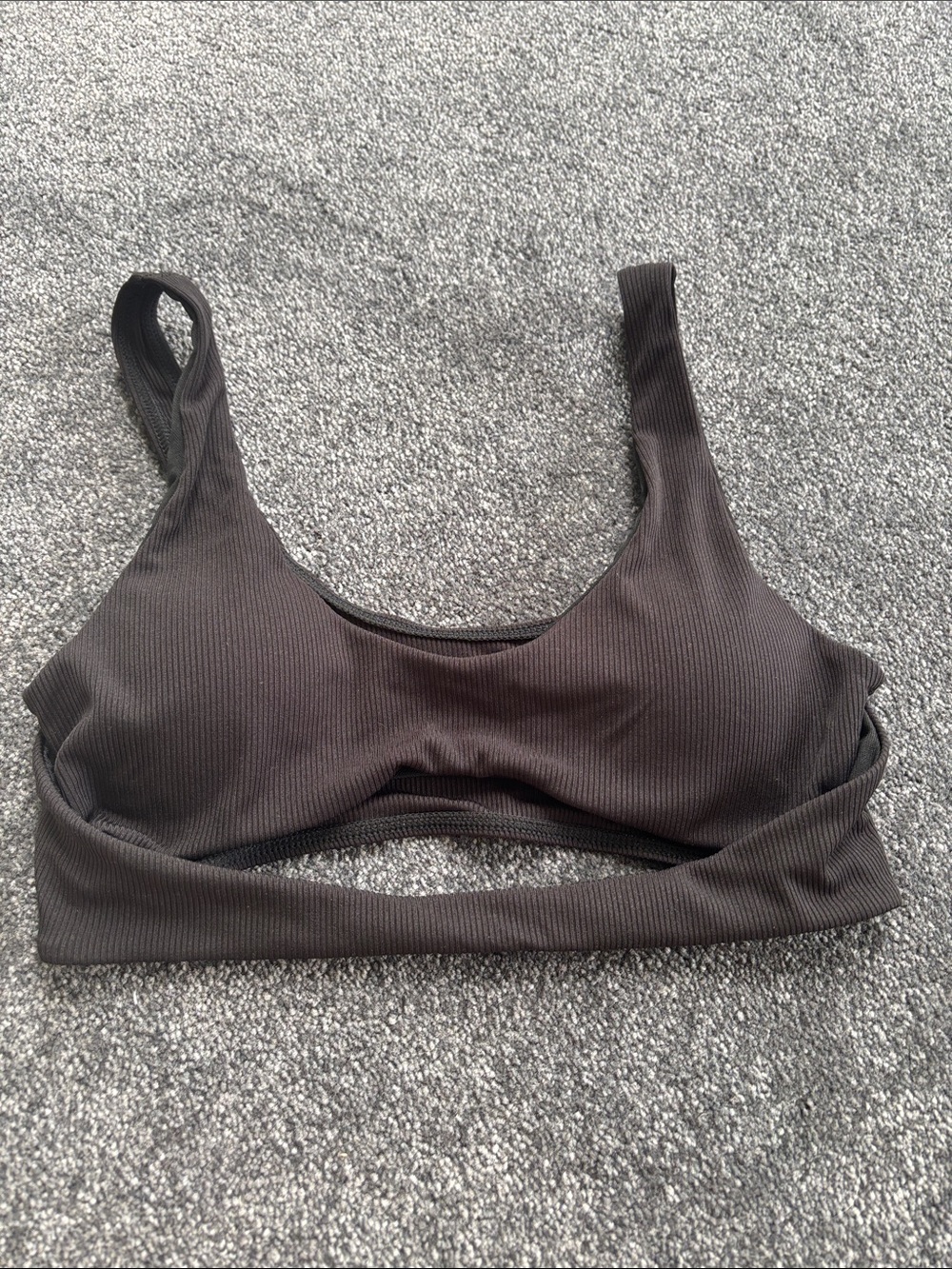 SHEIN Ribbed Scoop Swim Bralette - Black
